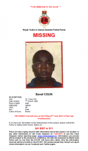 We need your help! 33 year old Banel Colin of Five Cays has been reported missing and anyone who knows of his location or the circumstances surrounding his disappearance are asked to call police on 911 or 1-800-8477.