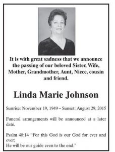 Mrs. Linda Marie Johnson,