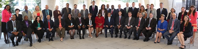 PHOTO CUTLINE: Sint Maarten’s Representative Dr. Virginia Asin (left 11th standing) with representatives and delegates from 35 PAHO Member States.