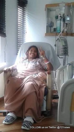 This is a picture we took of from facebook showing Charisse Gumbs at the hospital in Colombia.