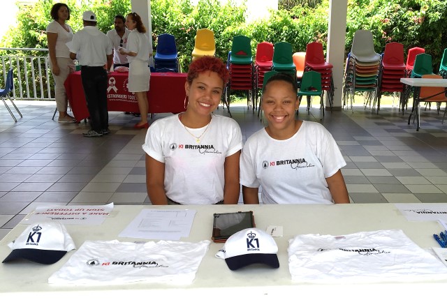 L-R , K1 Britannia Foundation Project Managers Yasmine Essed and Chiaira Bowers at St. Dominic High School Volunteer Fair